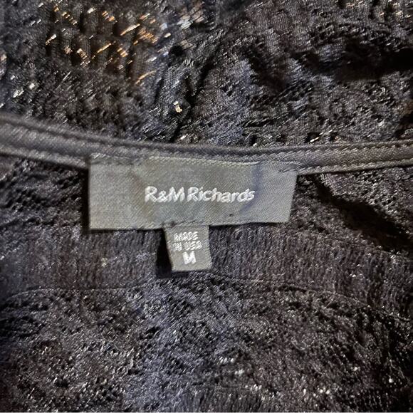 R&M Richards Black Lace Bolero Jacket M USA Sparkly Evening Event Dark Coquette - Picture 2 of 6